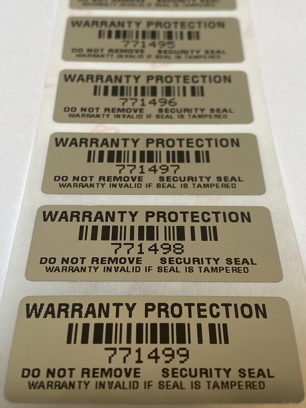 1.75 X .75 Inch Chrome Tamper Evident Warranty Protection Label