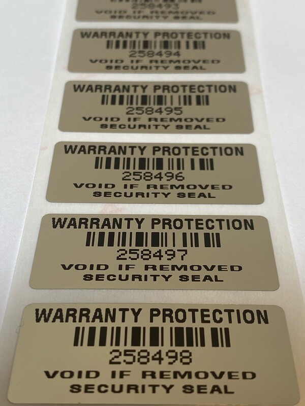 1.75 X .75 Inch Chrome Tamper Evident Warranty Label