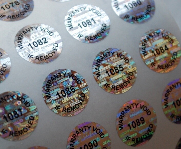 Round Bright Silver Tamper Evident Hologram Warranty Labels