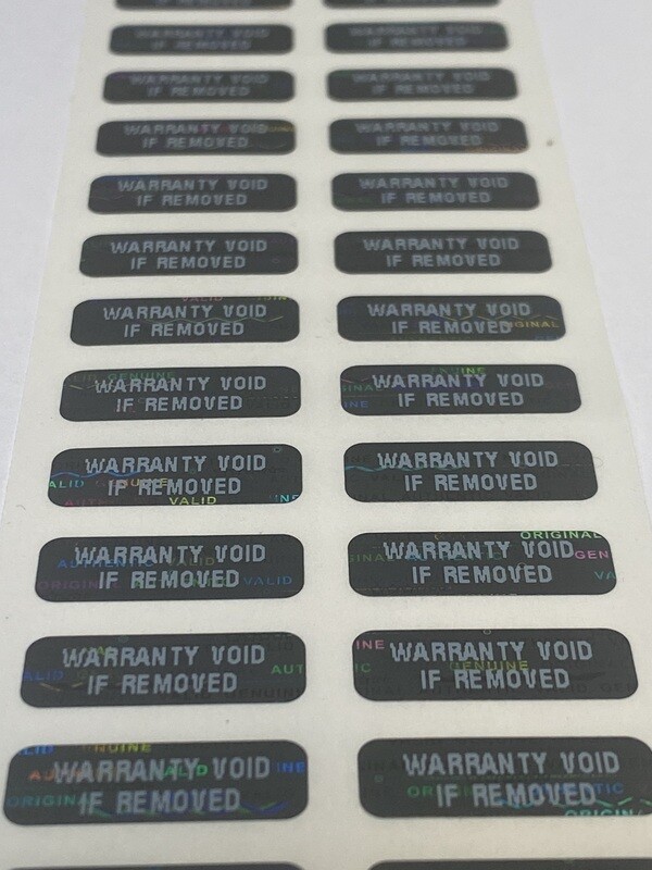 .75 X .25 Inch Black Tint Tamper Evident Warranty Hologram Label