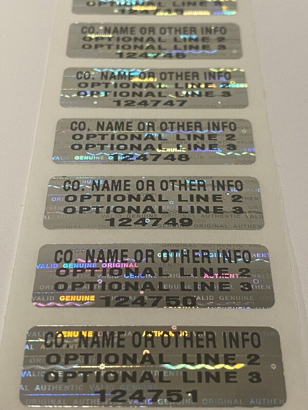 1.5 X .50 inch Bright SilverTamper Evident Custom Printed Hologram Label