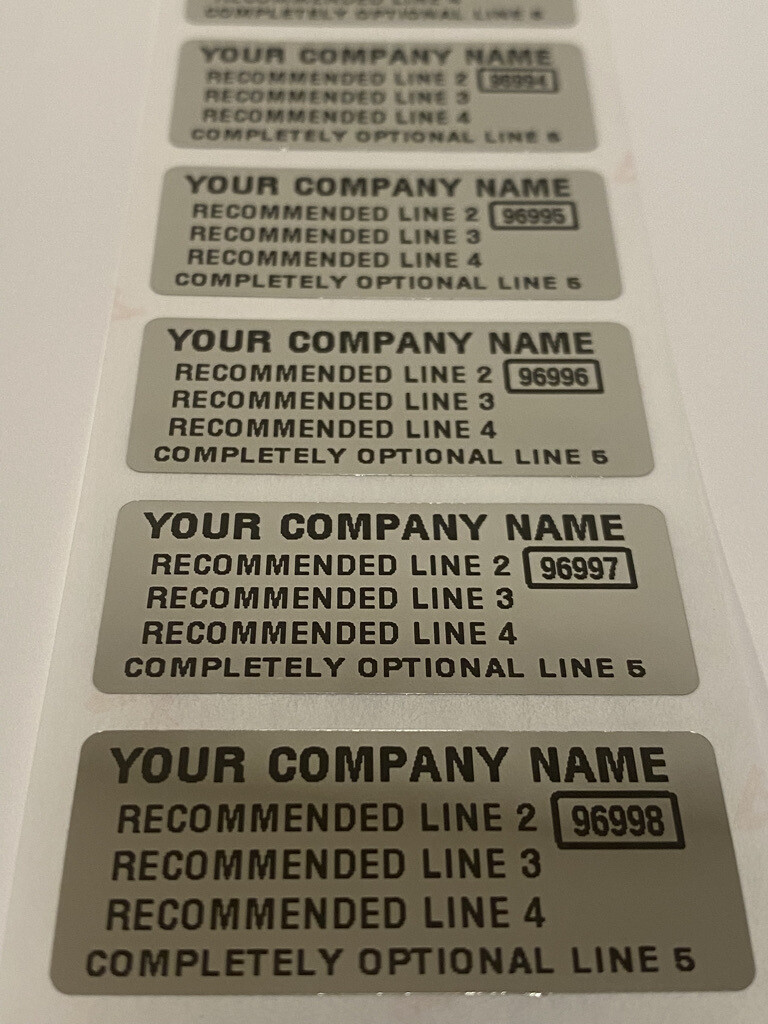 1.75 X .75 Inch Chrome Tamper Evident Custom Printed Label