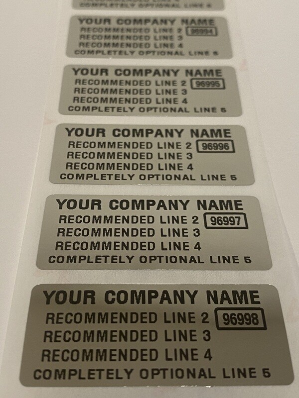 1.75 X .75 Inch Chrome Tamper Evident Custom Printed Label