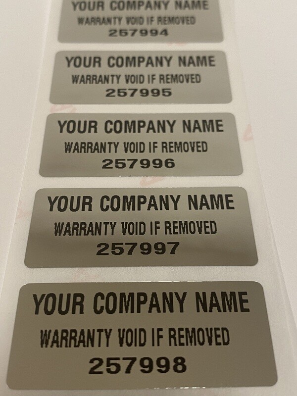 1.75 X .75 Inch Chrome Tamper Evident Custom Printed Label