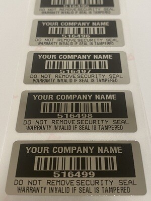 1.75 X .75 Inch Black Tamper Evident Custom Printed Label