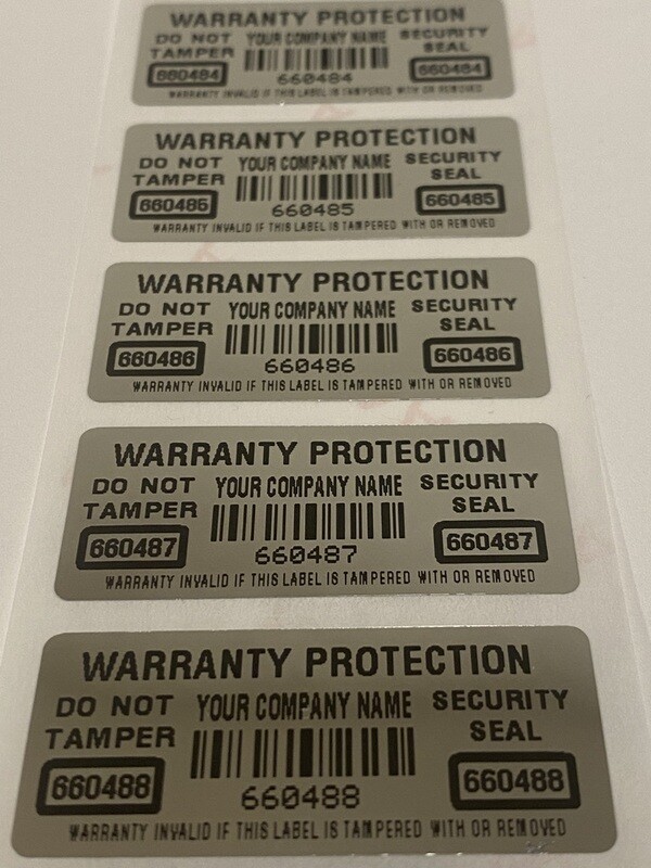 1.75 X .75 Inch Chrome Tamper Evident Custom Printed Label