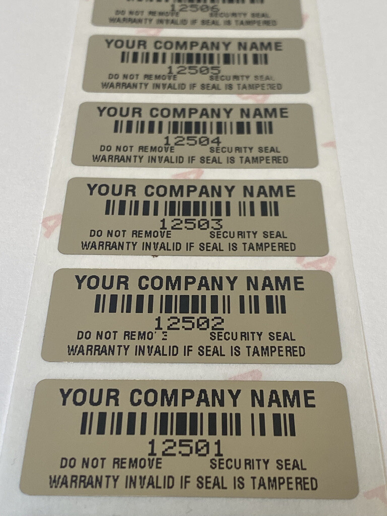 1.75 X .75 Inch Chrome Tamper Evident Custom Printed Label
