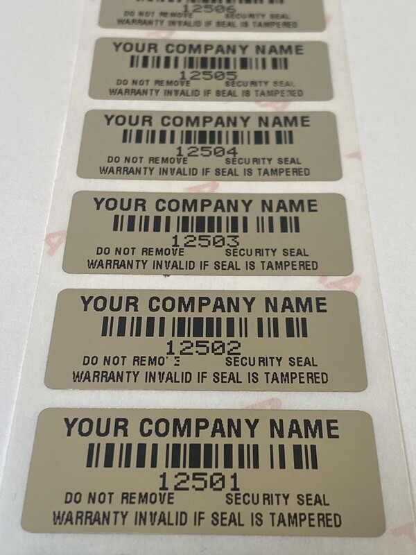 1.75 X .75 Inch Chrome Tamper Evident Custom Printed Label
