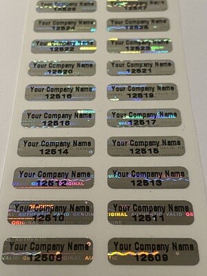 .75 X .25 inch Bright Silver Custom Printed Hologram Label