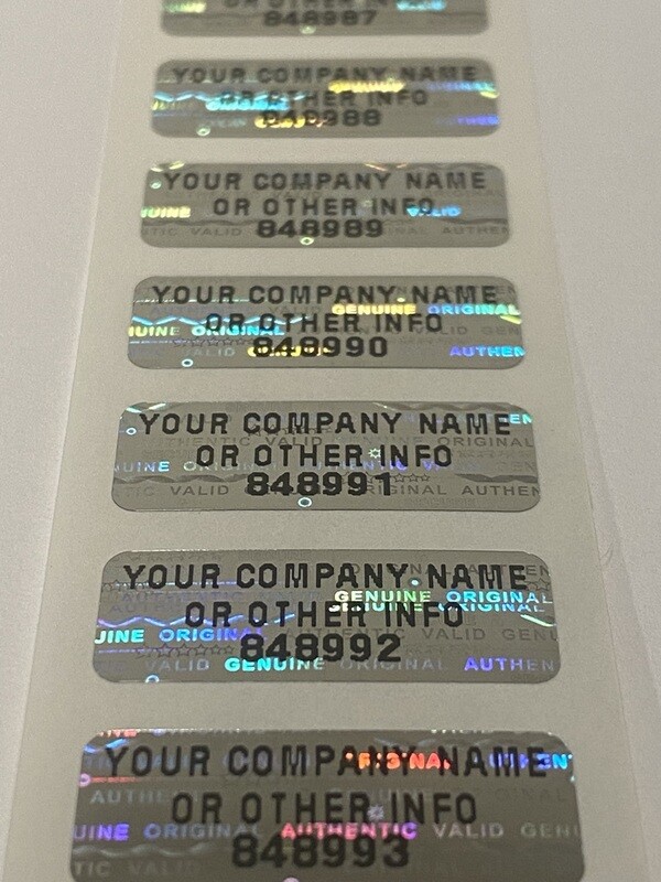 1 X .375 inch Bright Silver Tamper Evident Custom Printed Hologram Label