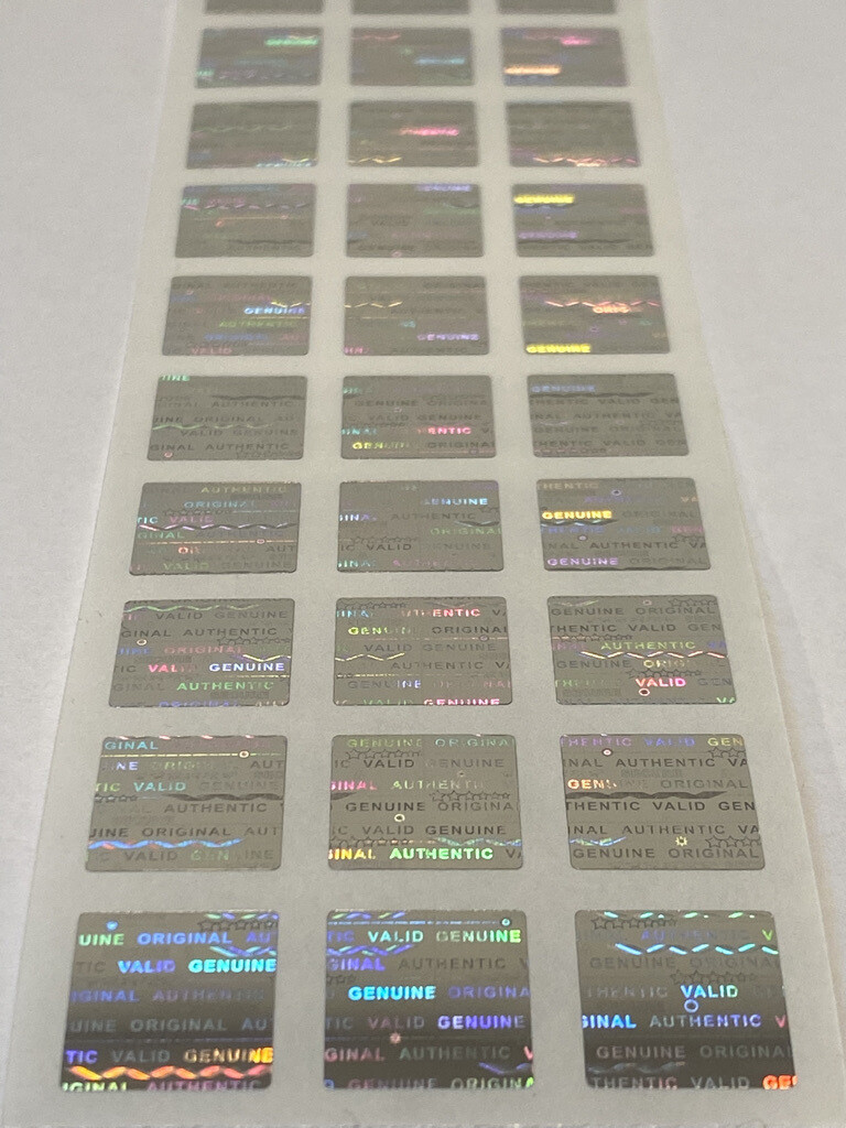 .50 inch square bright silver tamper evident hologram label