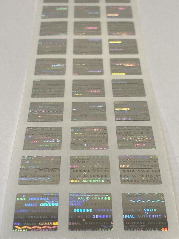 .50 inch square bright silver tamper evident hologram label