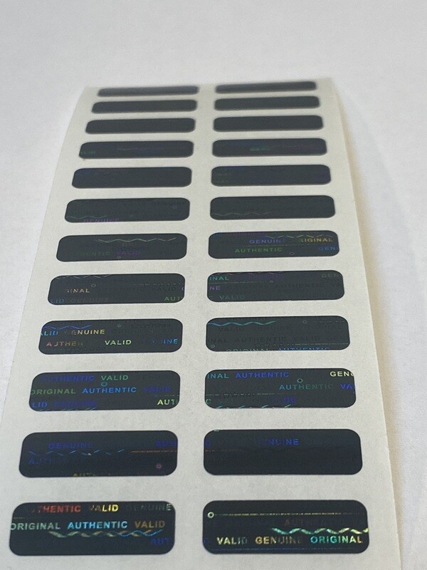 .75 X .25 inch Black Tinted Tamper Evident Hologram Label