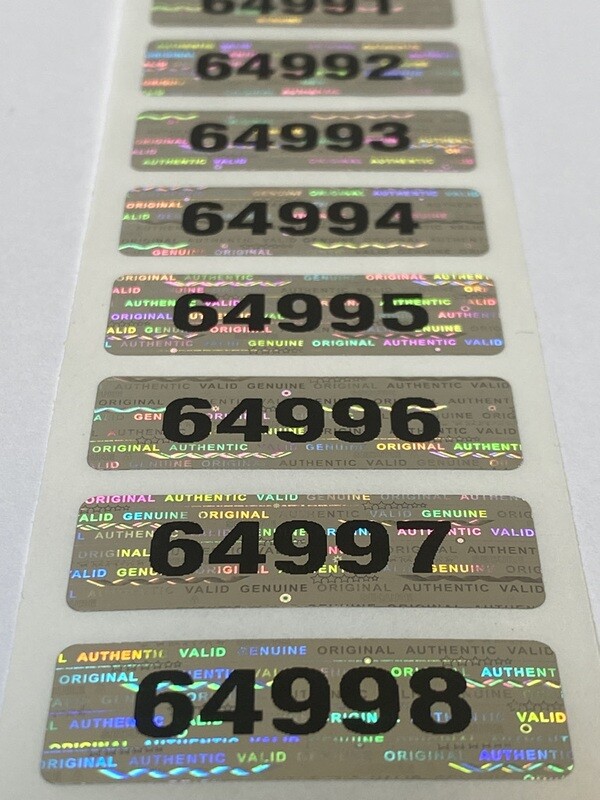 1.5 X .50 Inch Numbered Bright Silver Tamper Evident Hologram Label