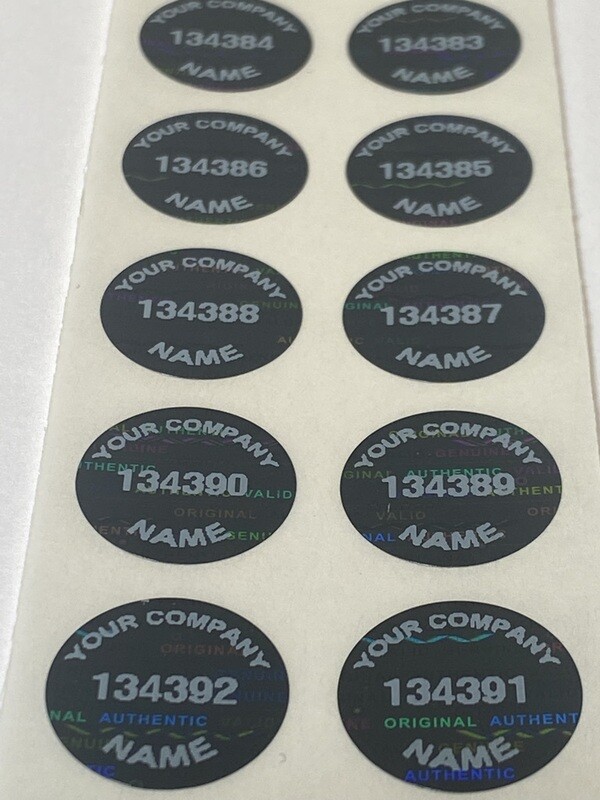 .65 Inch Round Black Tinted Hologram Custom Printed Label