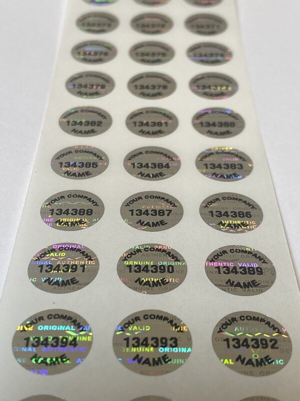 .50 Inch Round Bright Silver Tamper Evident Custom Printed Hologram Label