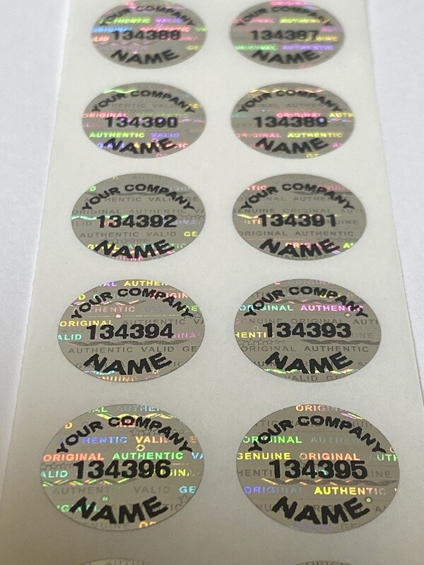 .65 Inch Round Bright Silver Hologram Custom Printed Label