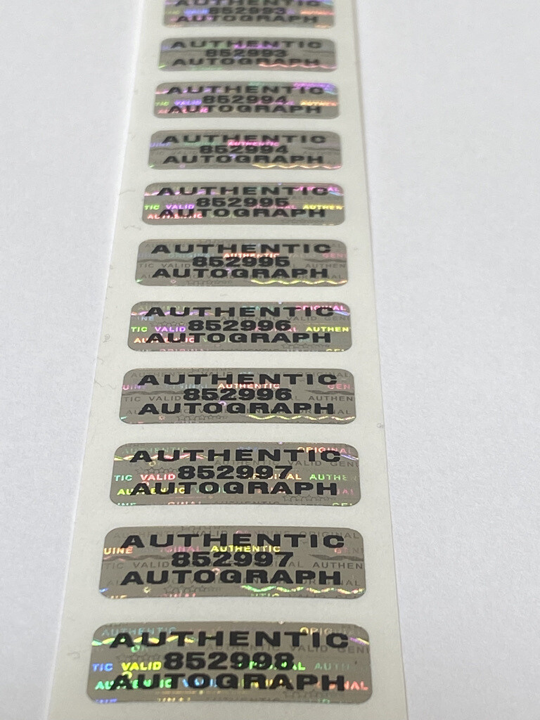1 X .375 Inch Match Set Numbered Authentic Autograph Bright Silver Hologram Label