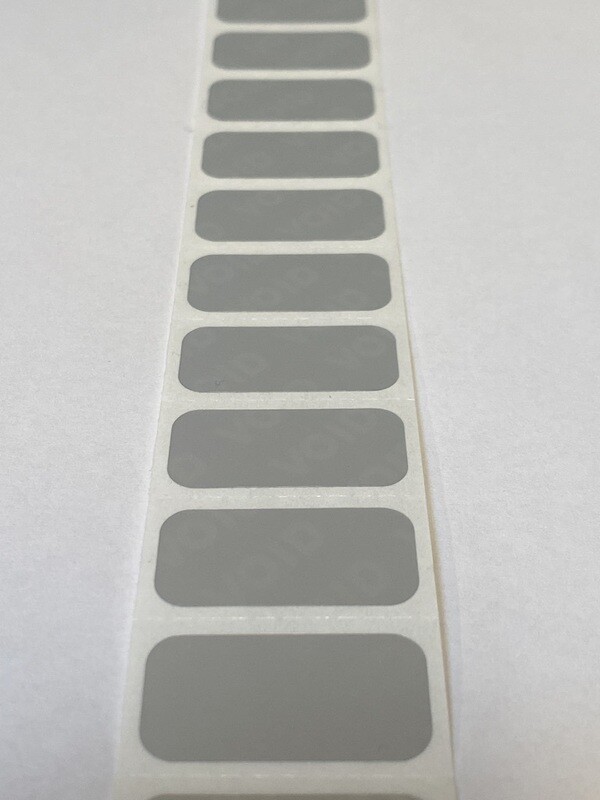 1 X .50 inch Matte Silver Tamper Evident Void Label