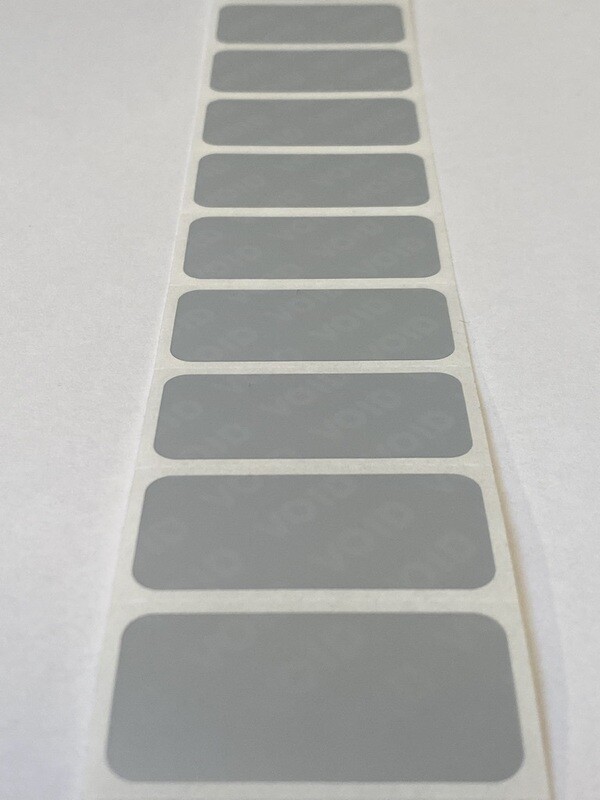 1.5 X .75 inch Matte Silver Tamper Evident Void Label
