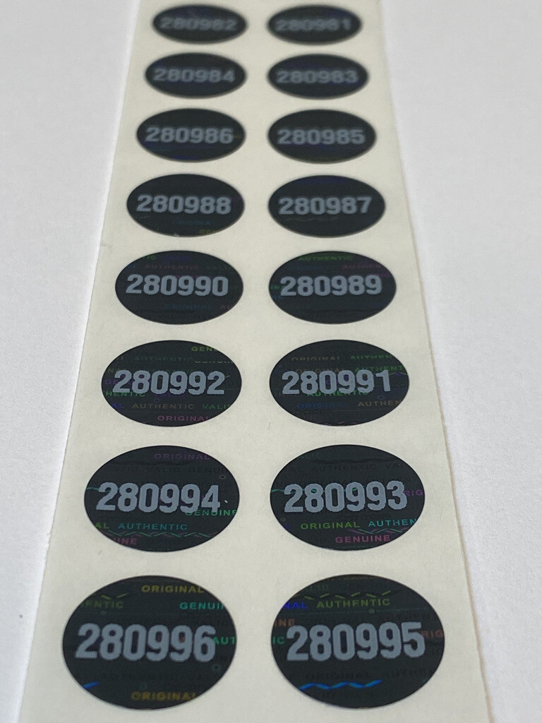 .65 Inch Round Numbered Black Tint Tamper Evident Hologram Label