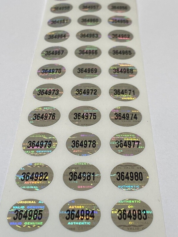 .50 Inch Round Numbered Bright Silver Tamper Evident Hologram Label
