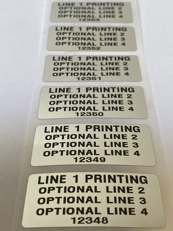 1.75 X .75 Inch Custom Printed Tamper Evident Chrome Label