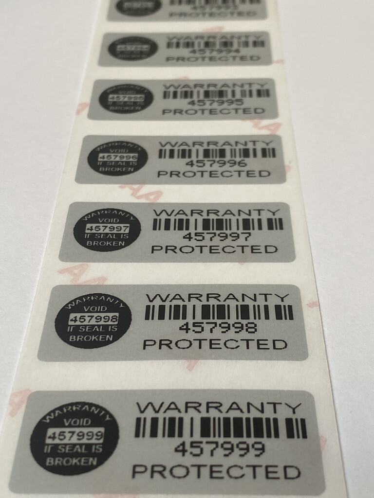 1.75 X .75 Inch Chrome Tamper Evident Warranty Label