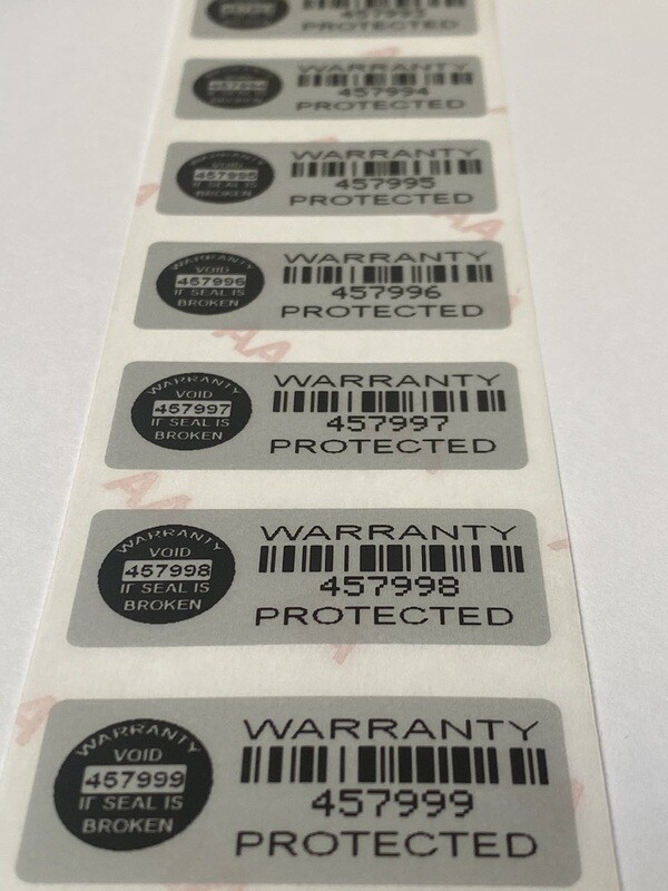 1.75 X .75 Inch Chrome Tamper Evident Warranty Label