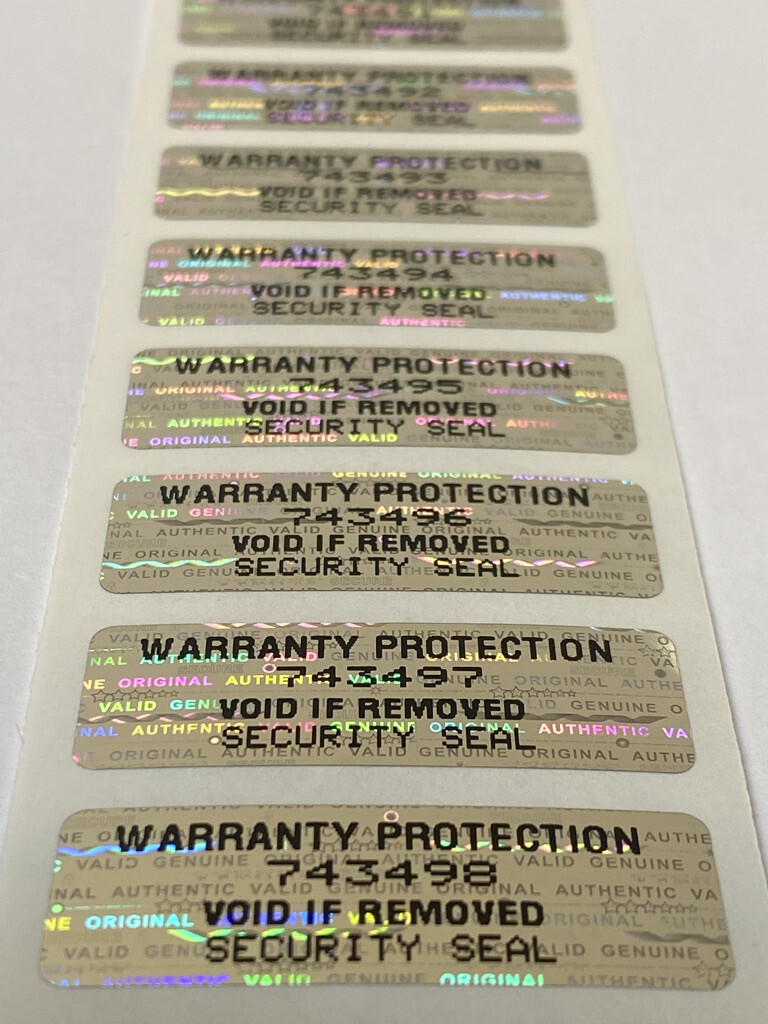 1.5 X .50 Inch Bright Silver Tamper Evident Hologram Warranty Label