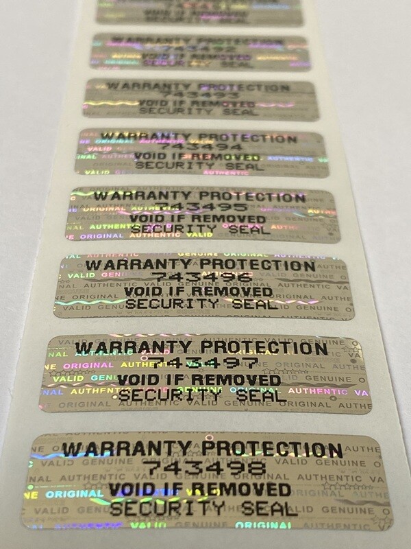 1.5 X .50 Inch Bright Silver Tamper Evident Hologram Warranty Label