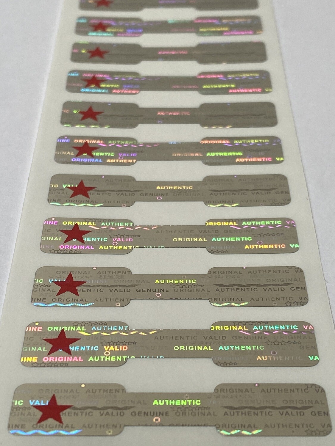 Dogbone Tamper Evident Hologram Label w/ Red Star