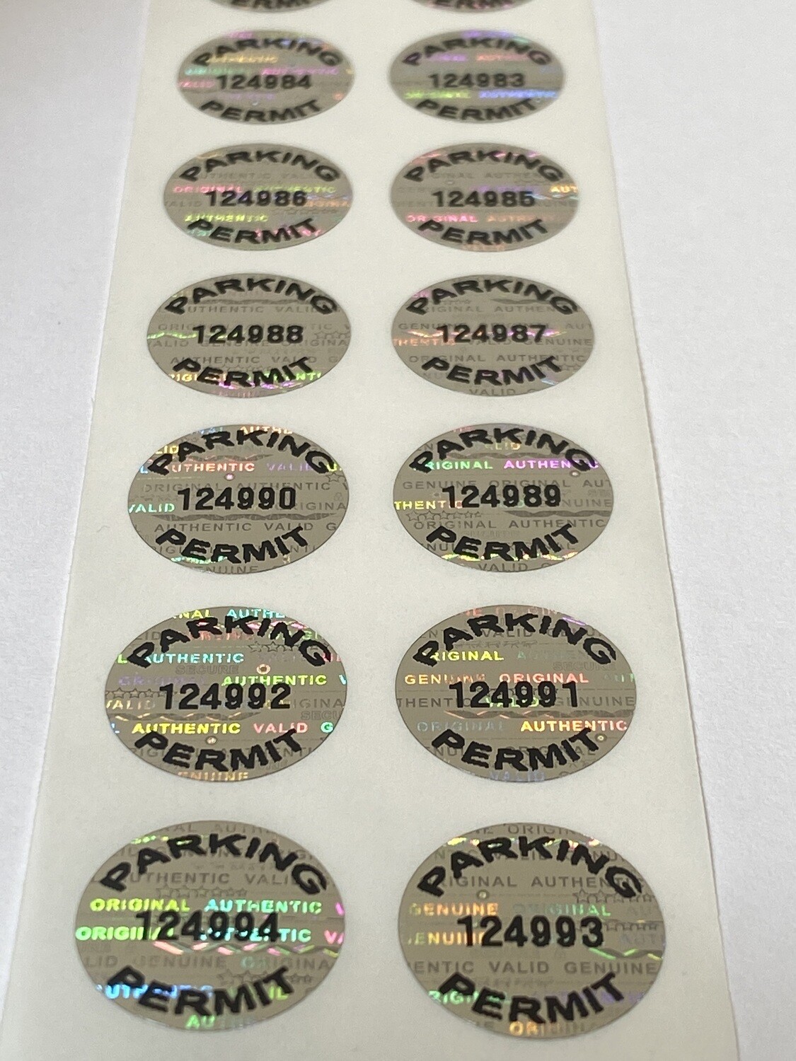 .625 Inch Round Bright Silver Tamper Evident Hologram Label Parking Permit