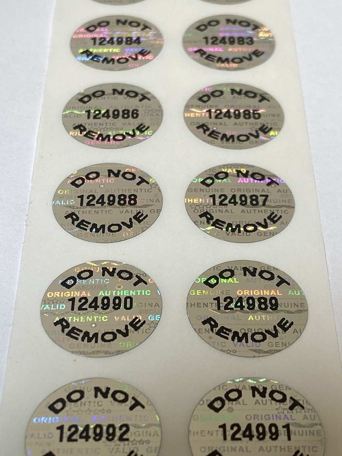 .625 Inch Round Bright Silver Tamper Evident Hologram Label - Do Not Remove