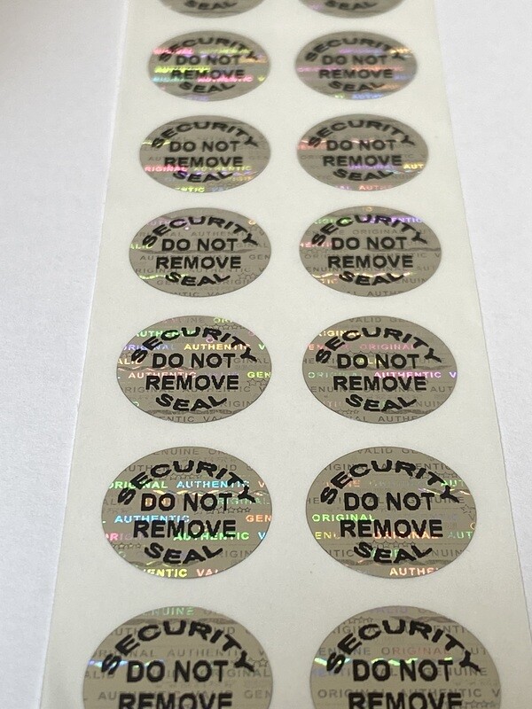 .625 Inch Round Bright Silver Tamper Evident Hologram Label - Security Seal Do Not Remove