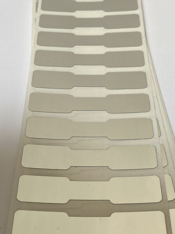 [QTY 100] 1.75 X .35 inch Chrome Tamper Evident Dogbone Labels