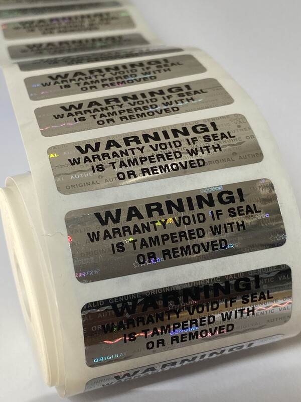 [QTY 500] 1.5 X .50 Inch Bright Silver Tamper Evident Hologram Labels Warning! Warranty