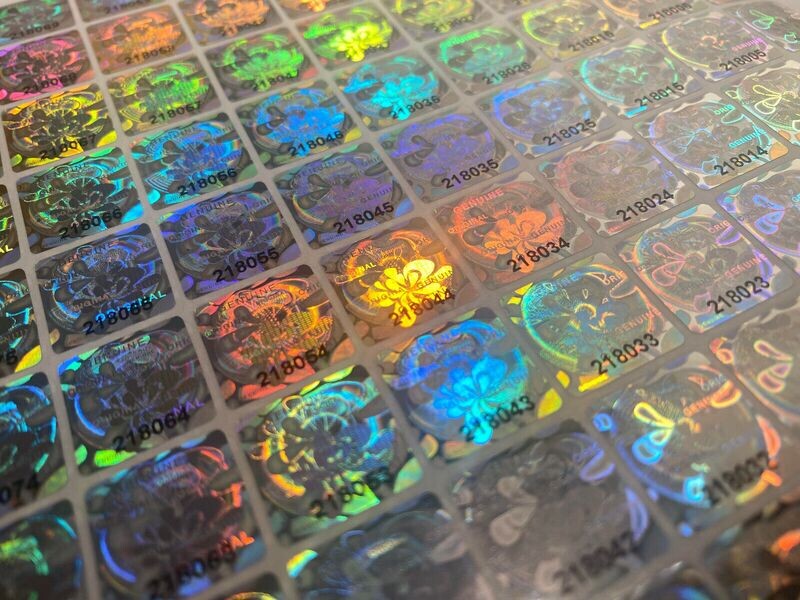 .60 Inch Square Tamper Evident Hologram Numbered Label