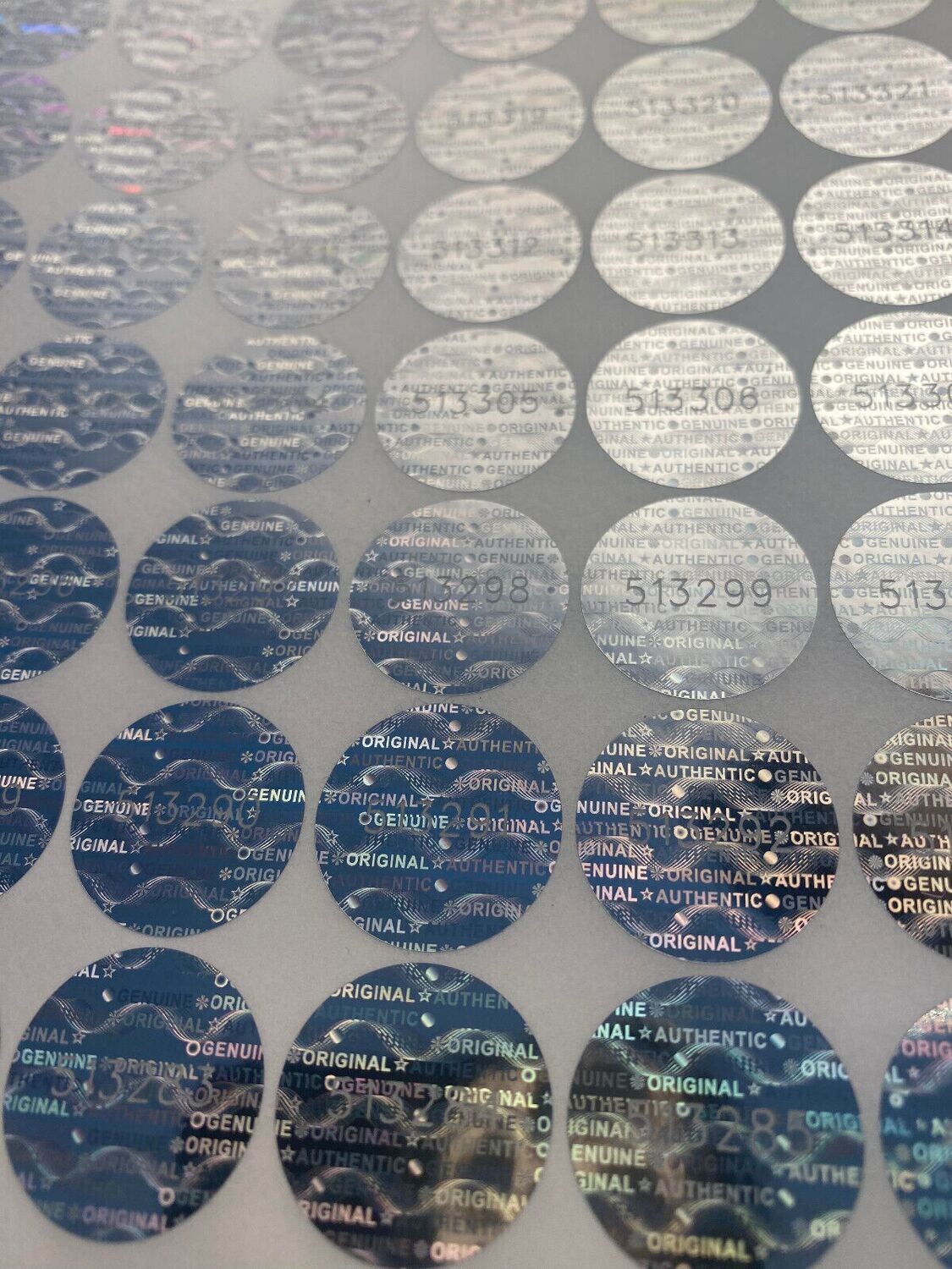 .80 Round Numbered Tamper Evident Hologram Label