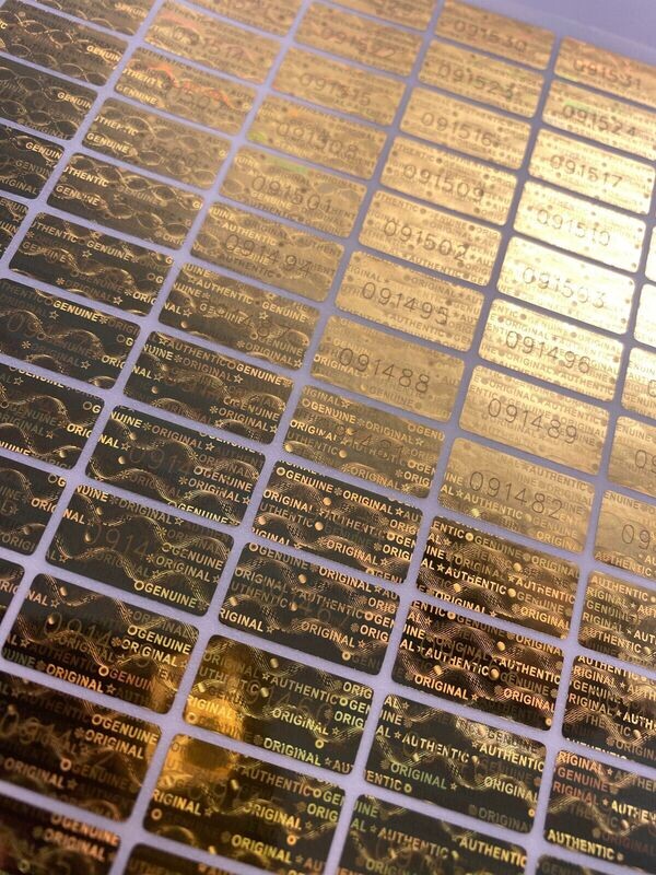 .80 Inch Tamper Evident Hologram Label w/ Sequential Serial Numbering
