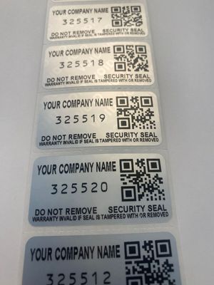 2 X 1 Inch Matte Silver Tamper Evident Custom Printed Label w/QR Code