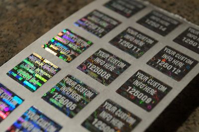 .50 Inch Square Bright Silver Tamper Evident Custom Printed Hologram Label