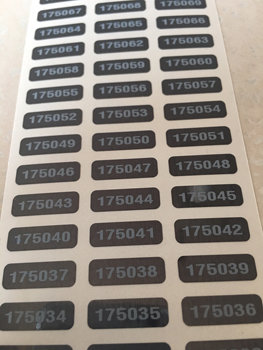 .75 X .25 Inch Numbered Black Tinted Tamper Evident Hologram Label