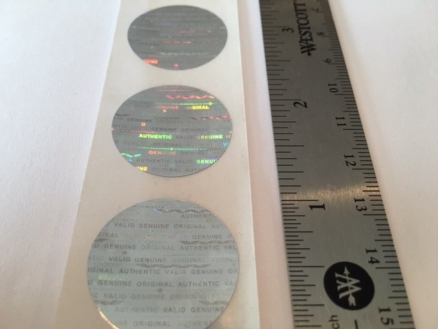 1 inch round bright tamper evident bright silver hologram