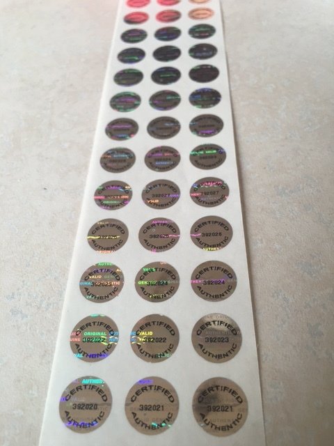.50 Inch Round Certified Authentic Match Set Numbered Bright Silver Hologram Label
