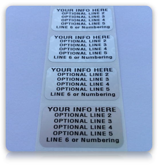 1.5 X .75 Inch Matte Silver Custom Printed Tamper Evident Label