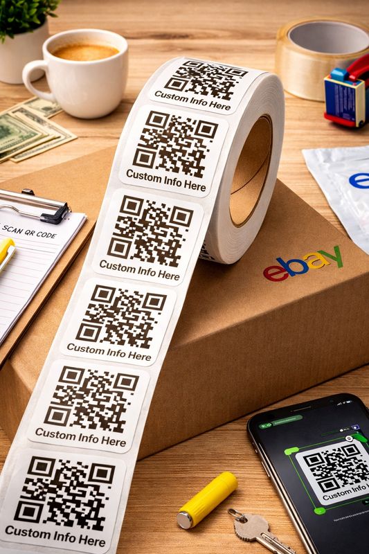 1X1 Inch White Custom Printed QR Code Labels