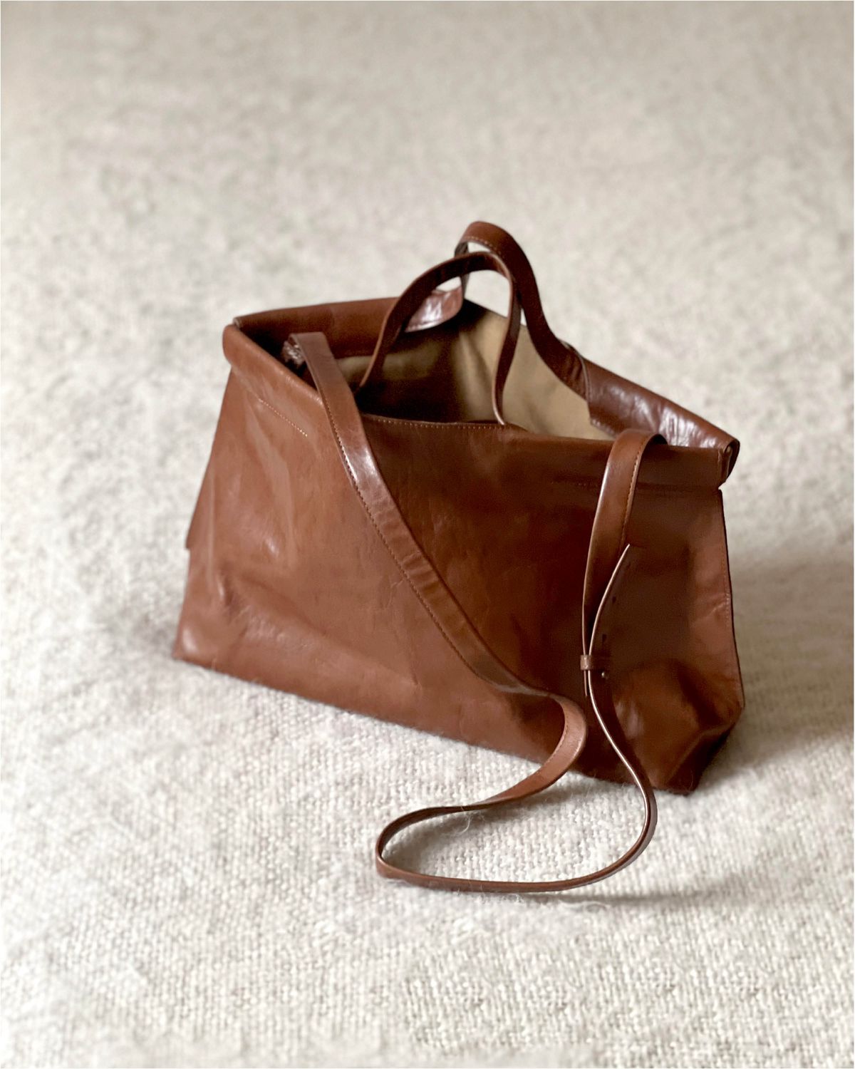 SHOPPER MIDI | Tumbled Leather | col COGNAC