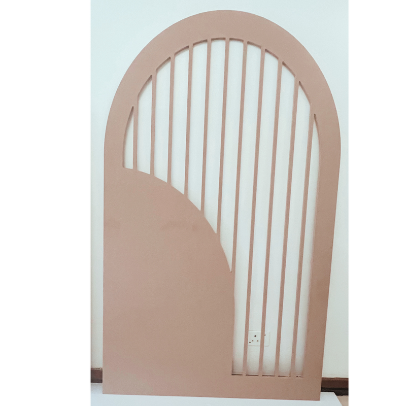 ​Slatted Arch Backdrop with Half-Moon Detail