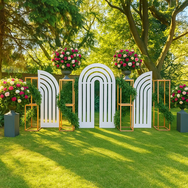 ​3 Piece Slatted Rainbow Arch Backdrop Set